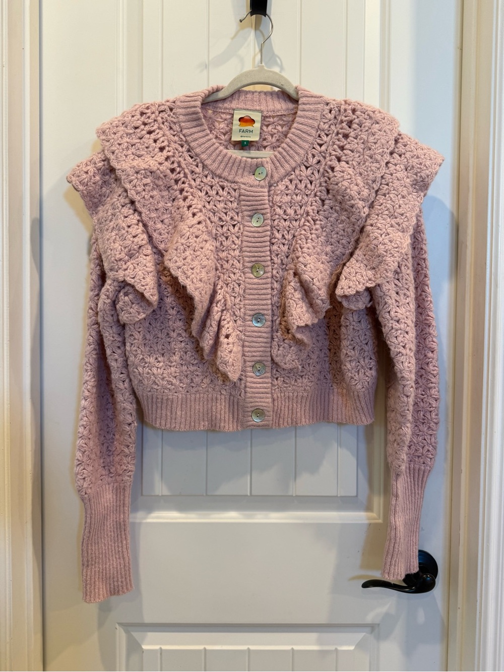 FARM Rio Ruffled Knit Cardigan Sweater - Picture 4 of 7